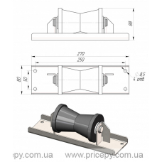 Передній кільовий  ролик на кронштейні RIB 125 мм.